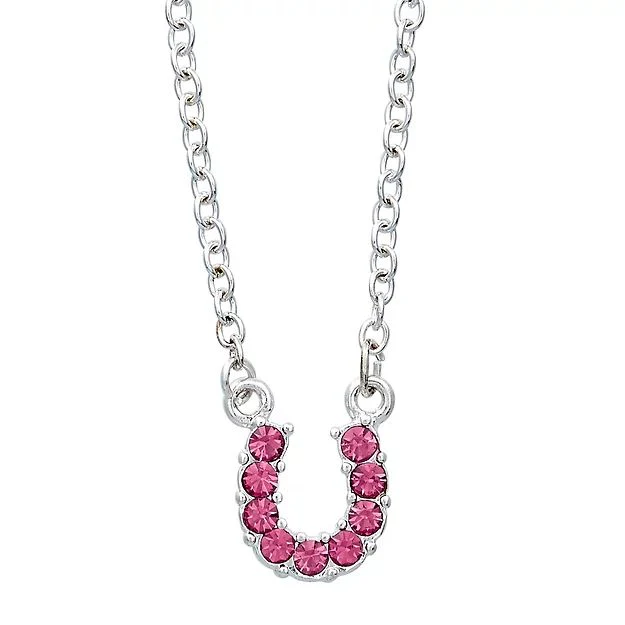 AWST Int'l Aqua Rhinestone Horseshoe Necklace w/Horse Head Gift Box - Image 11