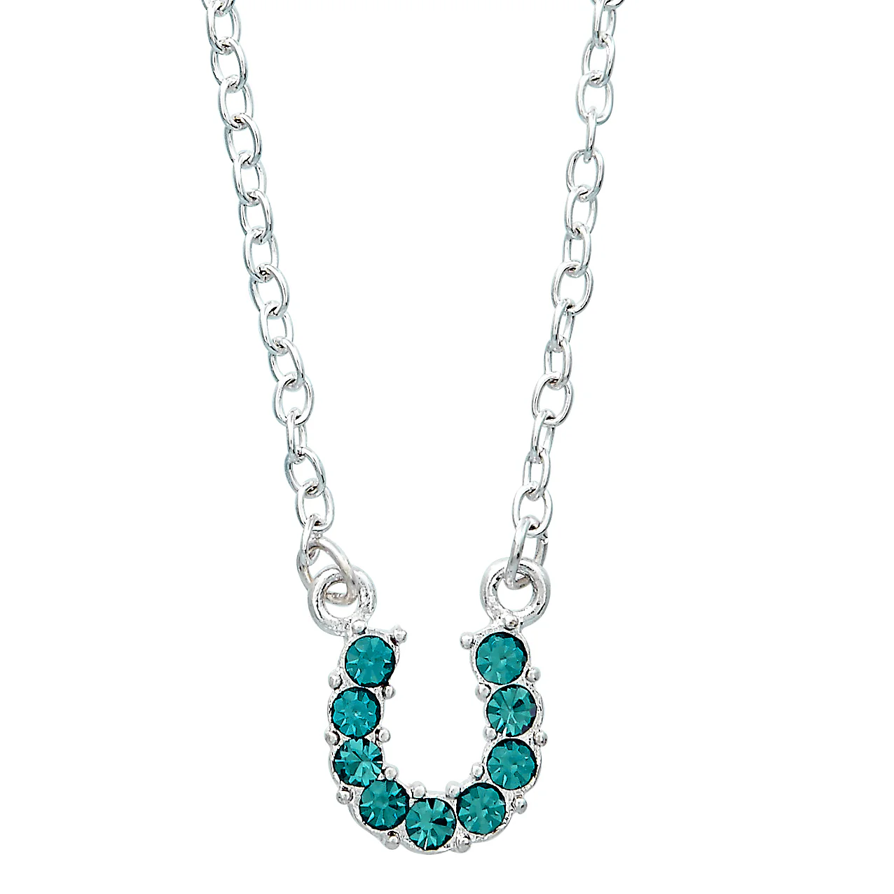 AWST Int'l Aqua Rhinestone Horseshoe Necklace w/Horse Head Gift Box - Image 16