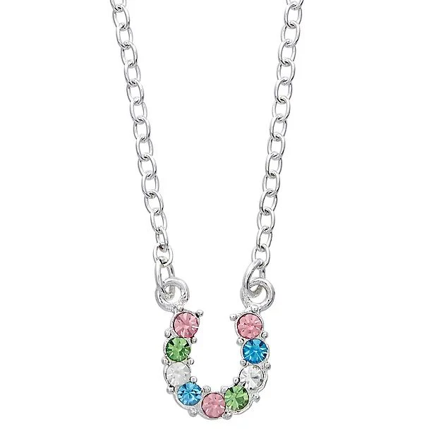 AWST Int'l Aqua Rhinestone Horseshoe Necklace w/Horse Head Gift Box - Image 8