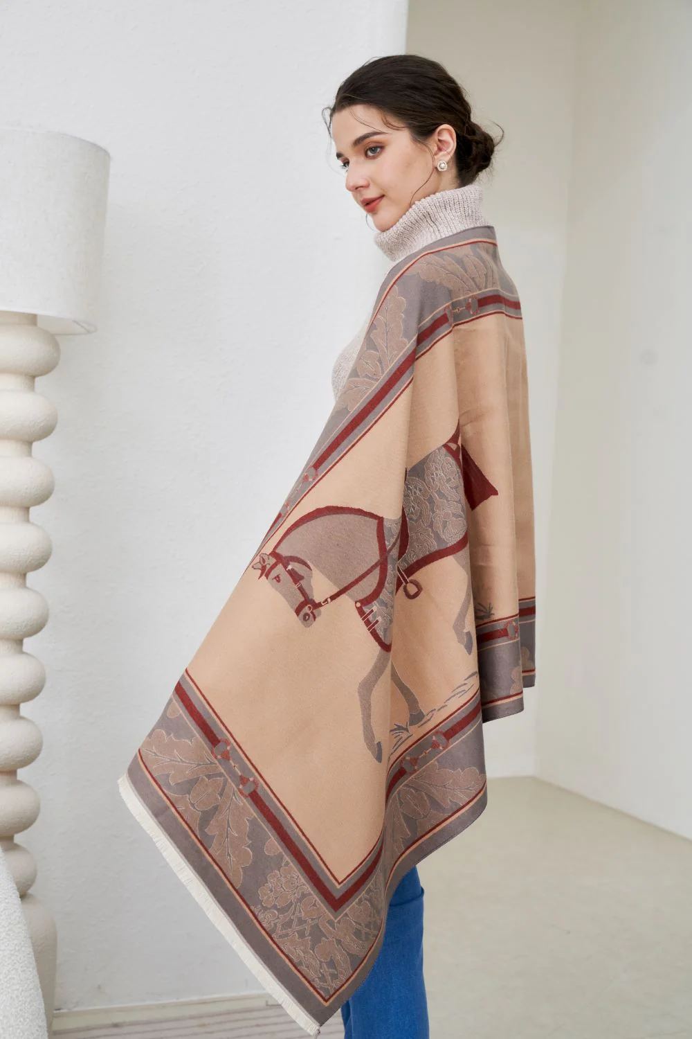AWST Int'l Baroque Horses Acrylic Cashmere Scarf - Image 2