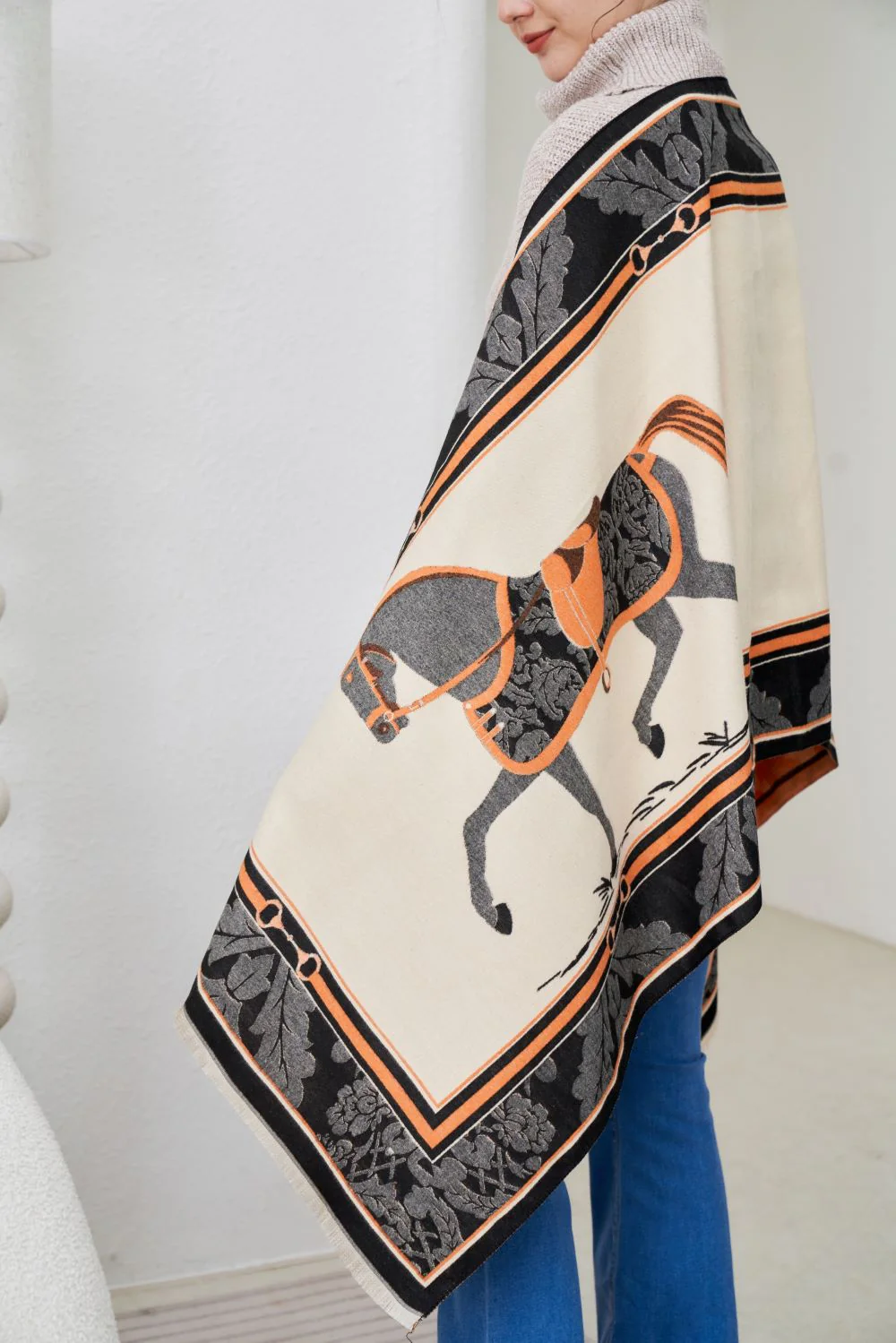 AWST Int'l Baroque Horses Acrylic Cashmere Scarf - Image 4