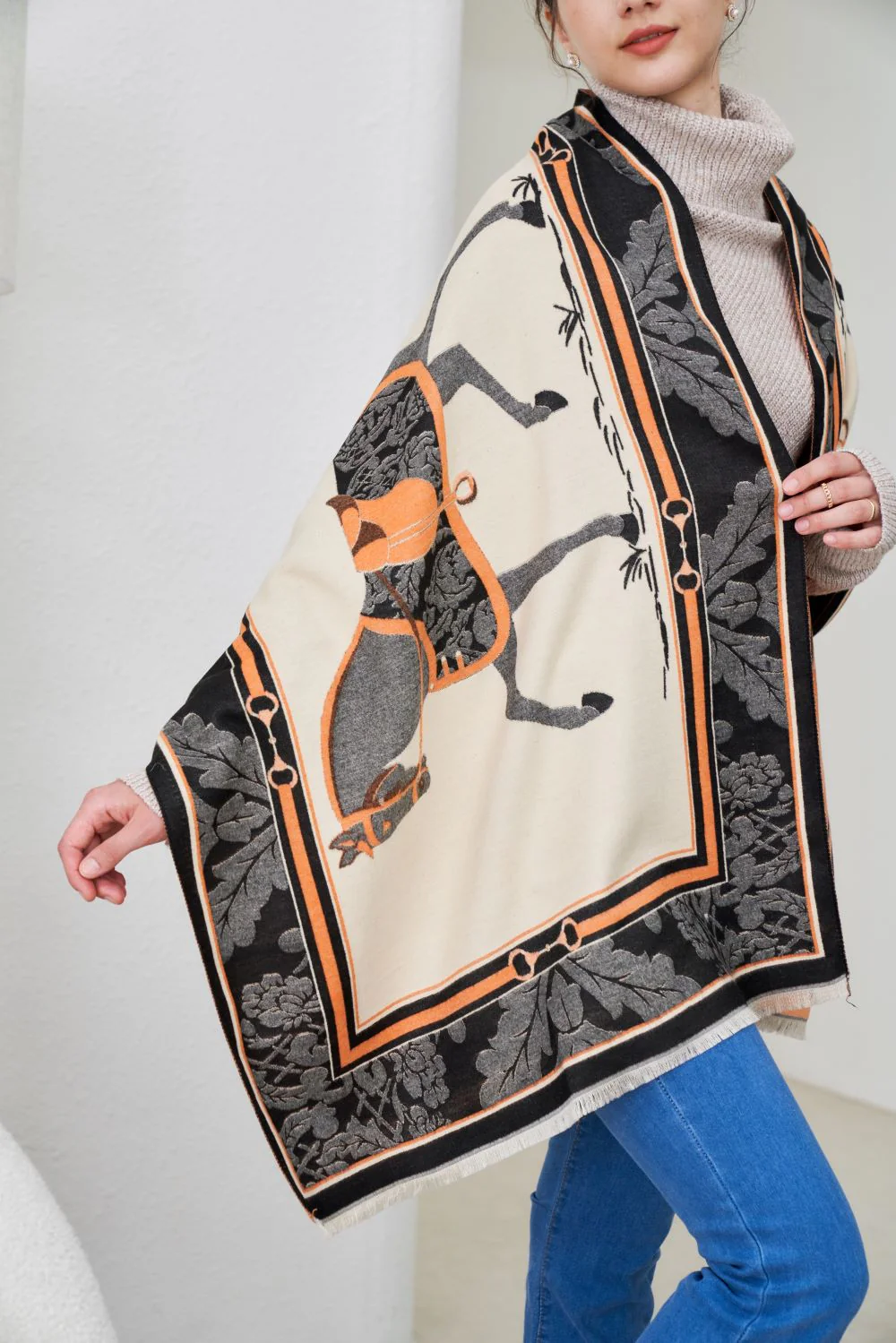 AWST Int'l Baroque Horses Acrylic Cashmere Scarf - Image 5