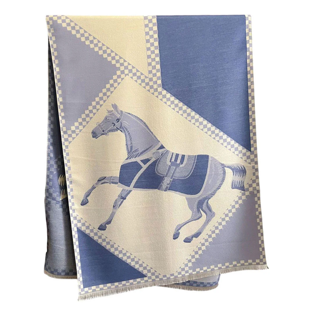 AWST Int'l Horses in Blankets Acrylic Cashmere Scarf - Image 2