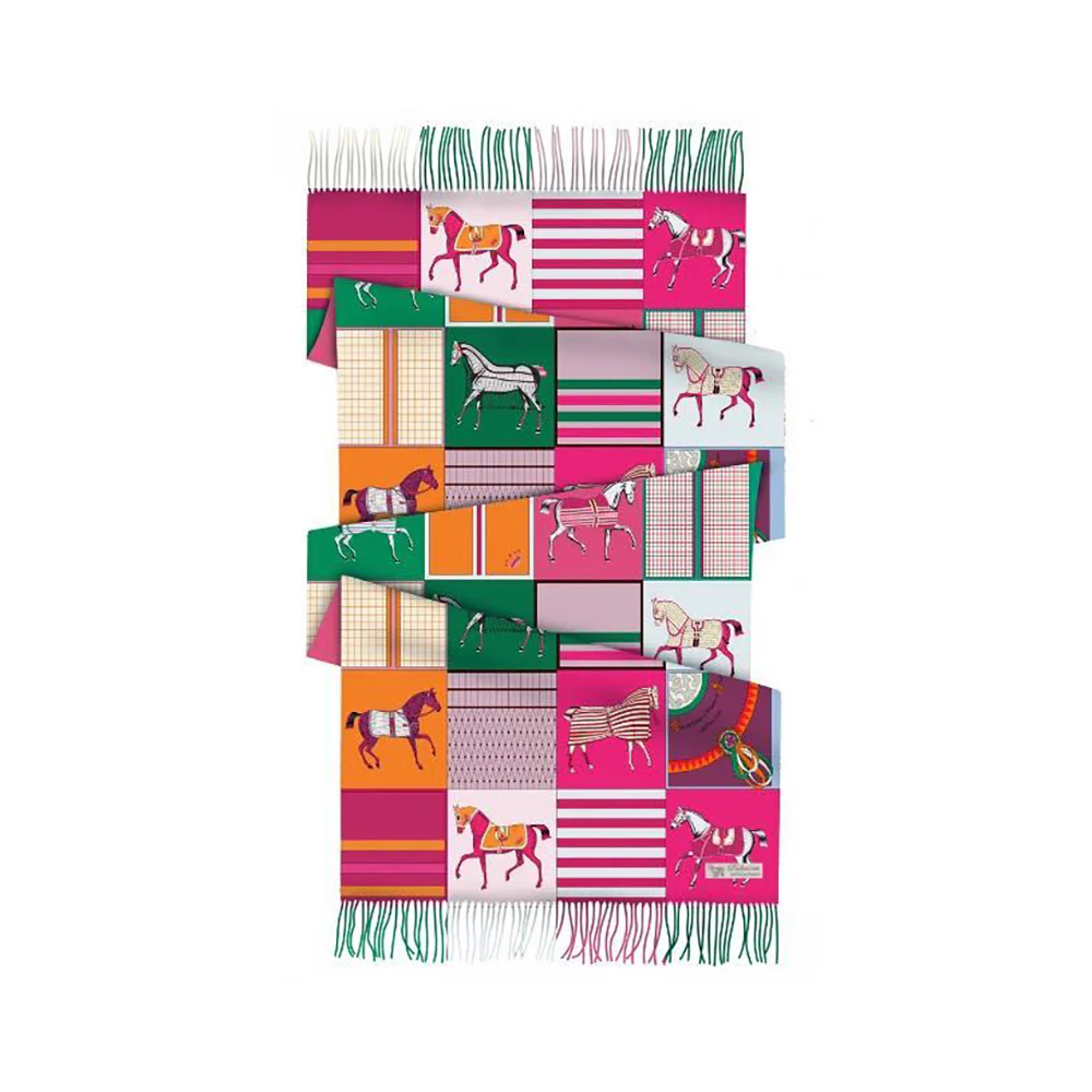 AWST Int'l Horses in Blankets Acrylic Cashmere Scarf-28" x 78" - Image 3