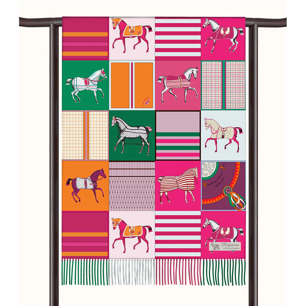 AWST Int'l Horses in Blankets Acrylic Cashmere Scarf-28" x 78" - Image 4
