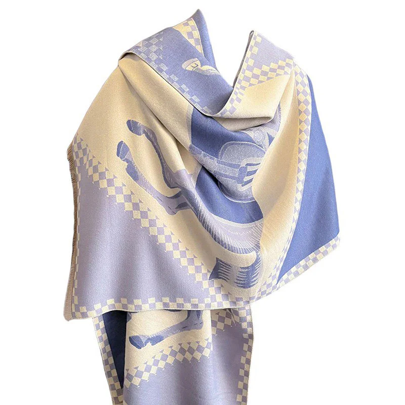 AWST Int'l Horses in Blankets Acrylic Cashmere Scarf - Image 5