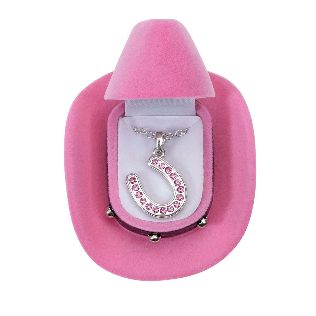 AWST Int'l Horseshoes Necklace w/Colorful Cowboy Hat Box - Image 3