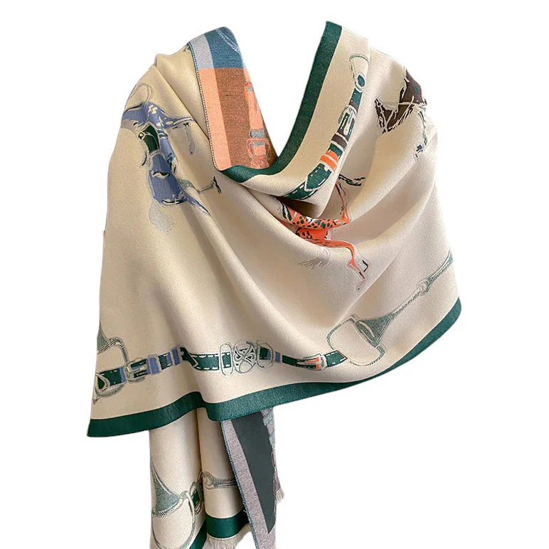 AWST Int'l Hunter Horses Acrylic Cashmere Scarf - Image 3