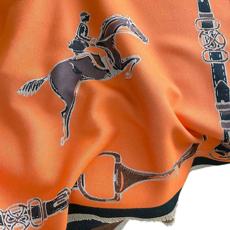 AWST Int'l Hunter Horses Acrylic Cashmere Scarf - Image 4