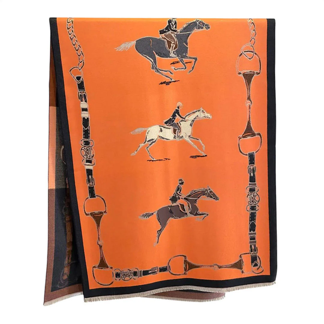 AWST Int'l Hunter Horses Acrylic Cashmere Scarf - Image 5