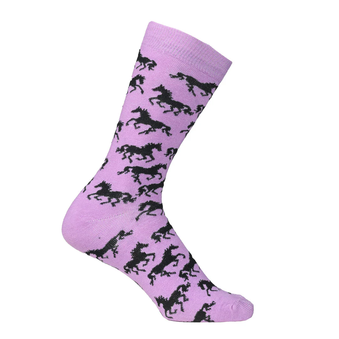 AWST Int'l Ladies "Lila" Galloping Horses Crew Socks- 6 Pack - Image 4