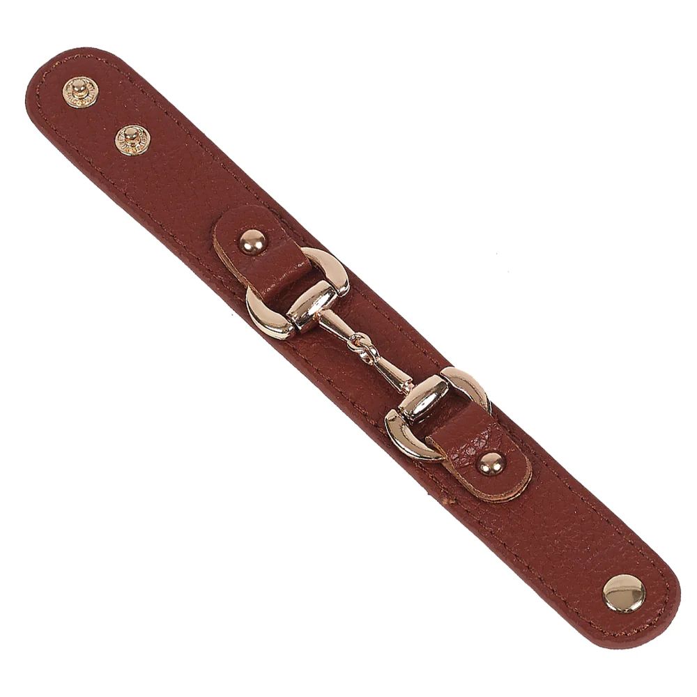 AWST Int'l Leather w/Gold Tone Snaffle Bit Bracelet - Image 3