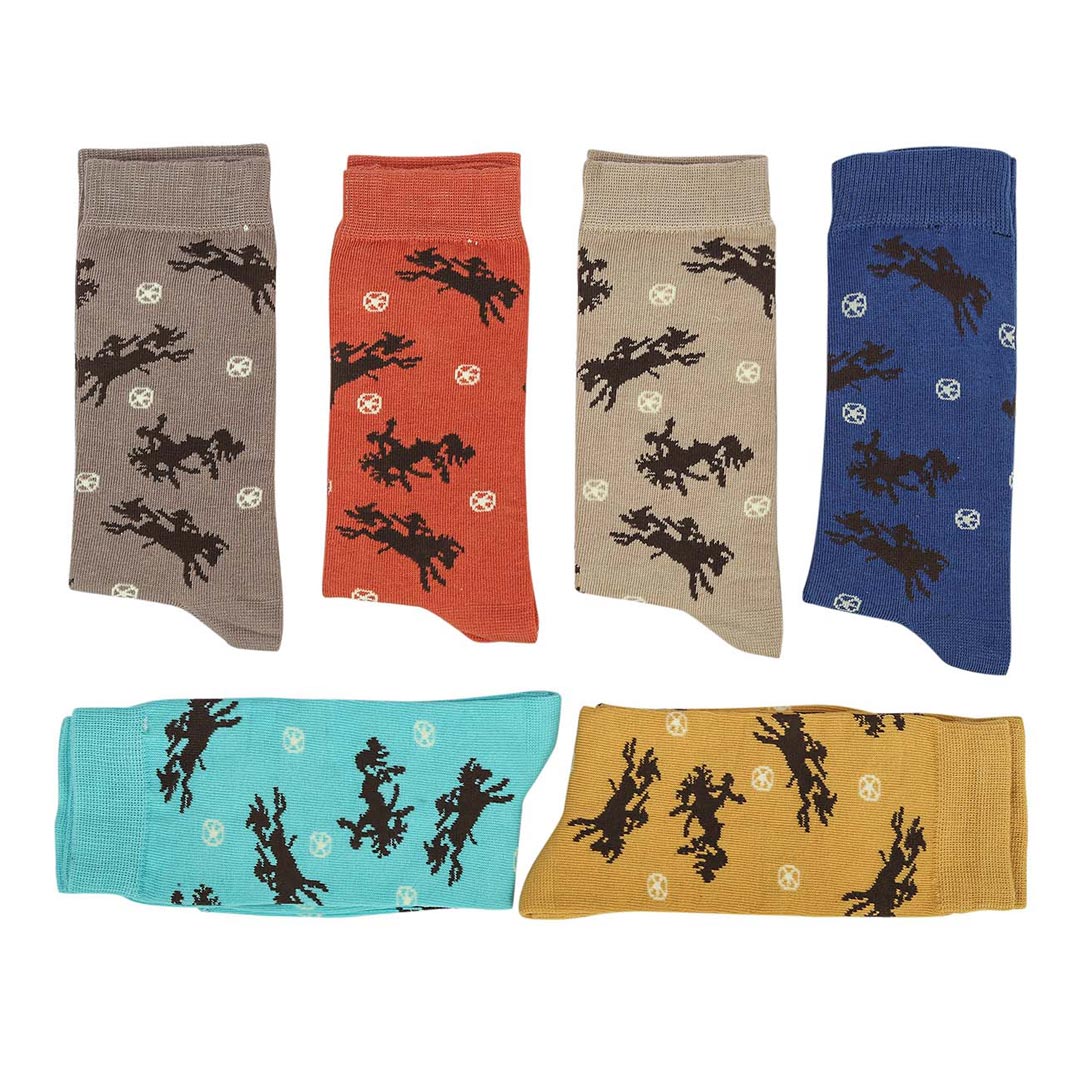 AWST Int'l Lila Bucking Horses Socks 6-pack - Image 2