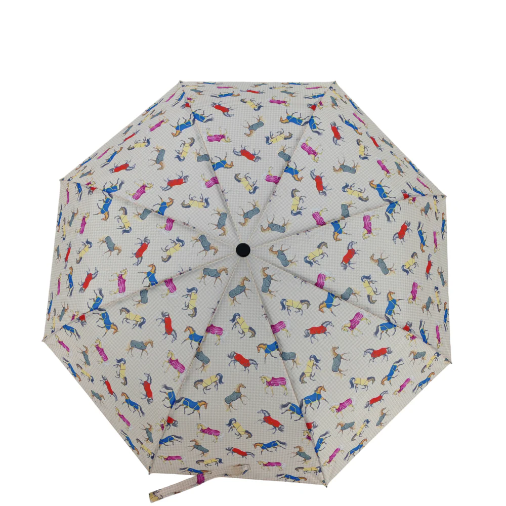 AWST Int'l Lila Compact Umbrella-Horses in Blankets - Image 4