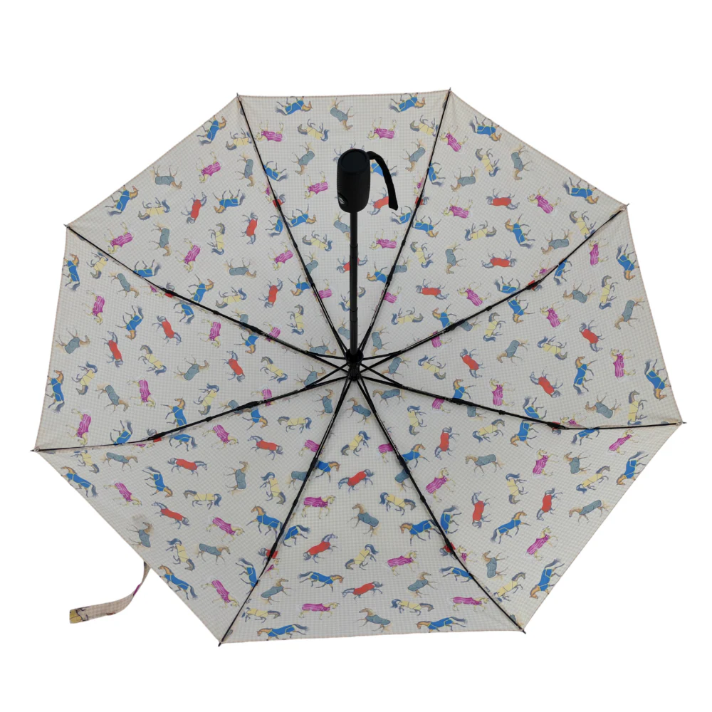 AWST Int'l Lila Compact Umbrella-Horses in Blankets - Image 5