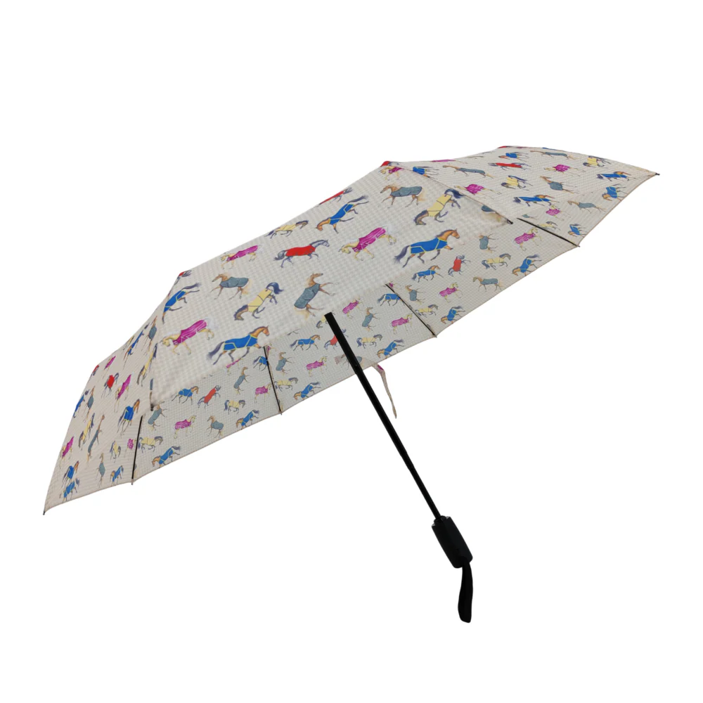 AWST Int'l Lila Compact Umbrella-Horses in Blankets - Image 6