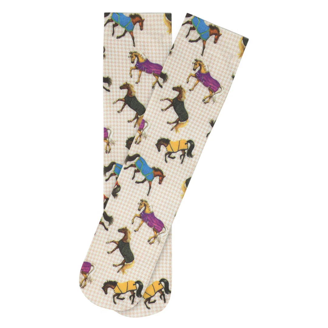 AWST Int'l Lila Horses in Blankets Equestrian Boot Socks Ladies - Image 3