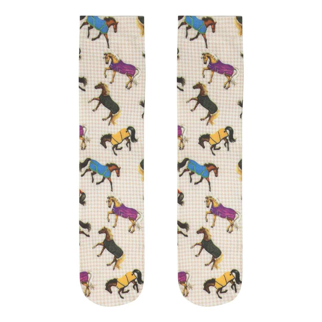 AWST Int'l Lila Horses in Blankets Equestrian Boot Socks Ladies - Image 4