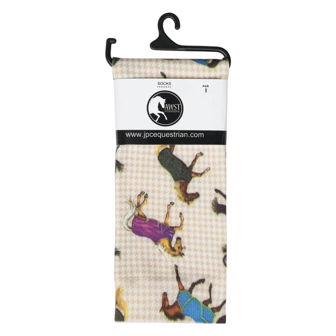 AWST Int'l Lila Horses in Blankets Equestrian Boot Socks Ladies - Image 5
