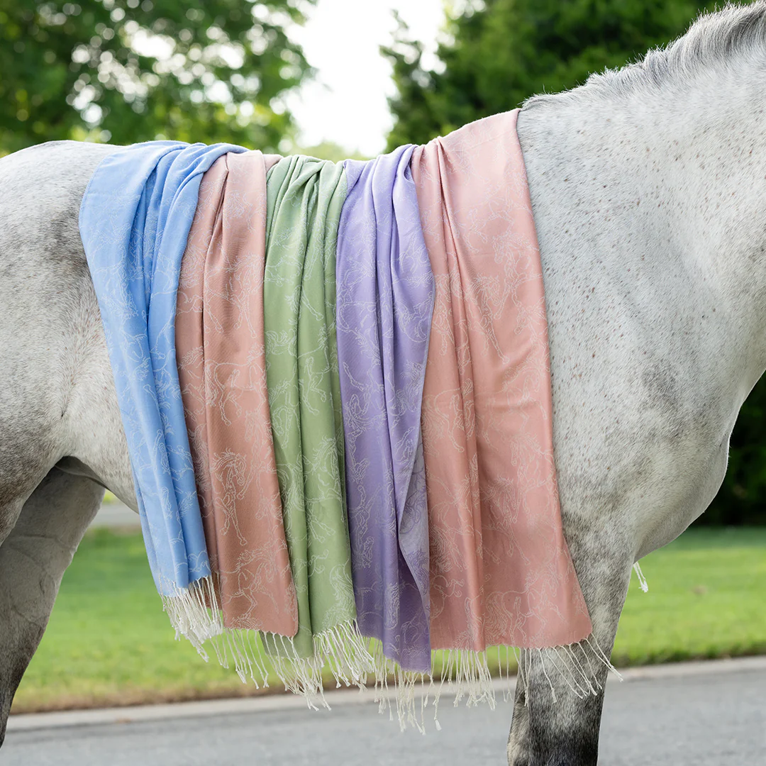 AWST Int'l Lila Linear Horses Pashmina Scarf - Image 3