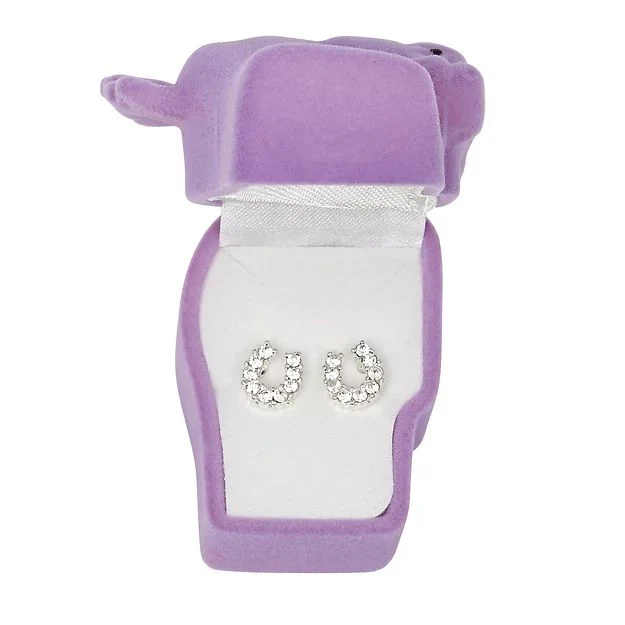 AWST Int'l Rhinestone Horseshoe Earrings  w/Horse Head Gift Box - Image 5