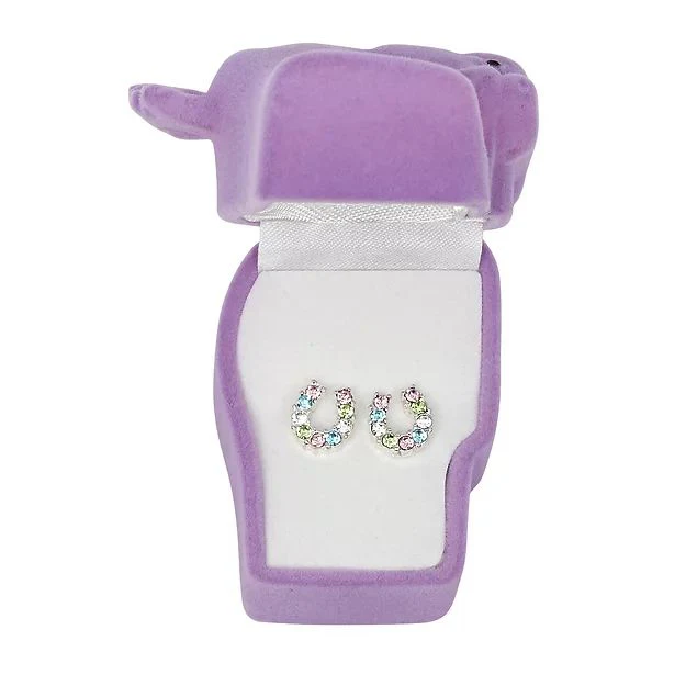 AWST Int'l Rhinestone Horseshoe Earrings  w/Horse Head Gift Box - Image 7