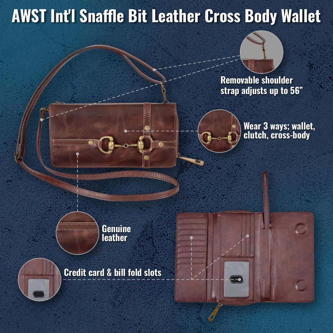AWST Int'l Snaffle Bit Leather Cross Body Wallet - Image 3