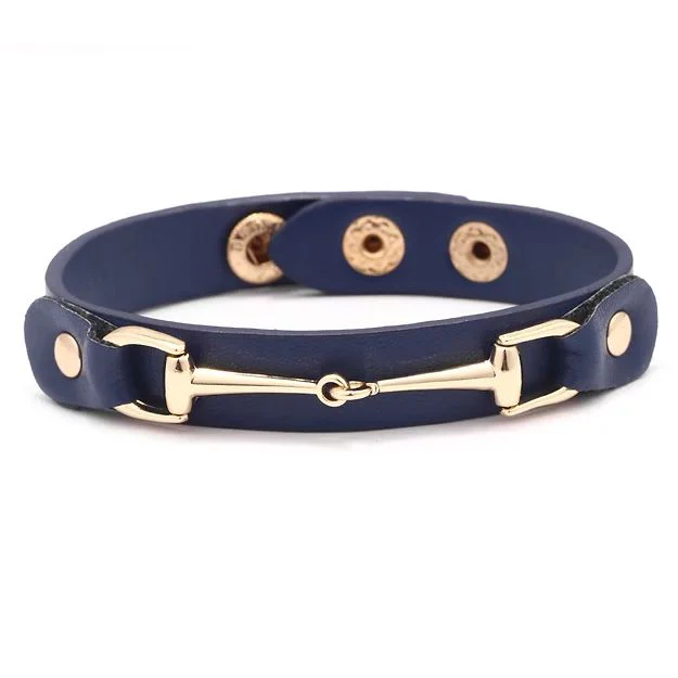 AWST Int'l Vegan Leather Bracelet w/Gold Tone Snaffle Bit - Image 4