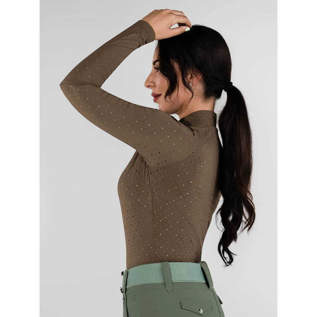 Dapplebay Aircut Mock Neck LS Top-Chestnut - Image 3