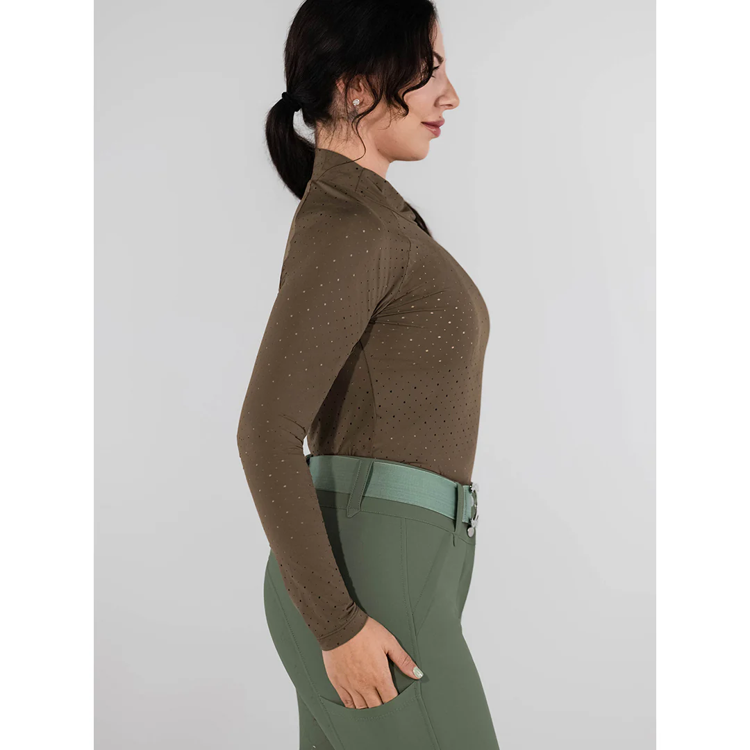 Dapplebay Aircut Mock Neck LS Top-Chestnut - Image 4