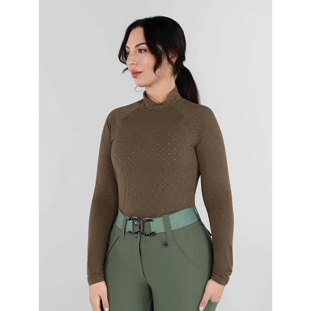 Dapplebay Aircut Mock Neck LS Top-Chestnut - Image 5