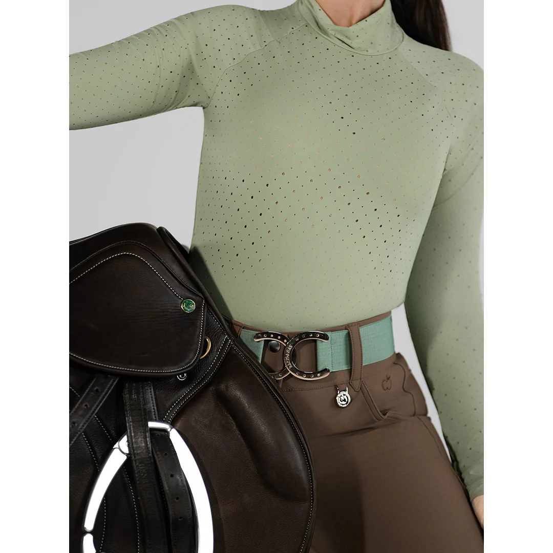 Dapplebay Aircut Mock Neck LS Top-Sage - Image 3