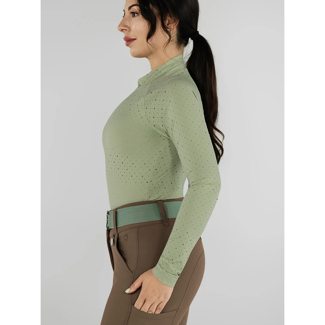 Dapplebay Aircut Mock Neck LS Top-Sage - Image 4