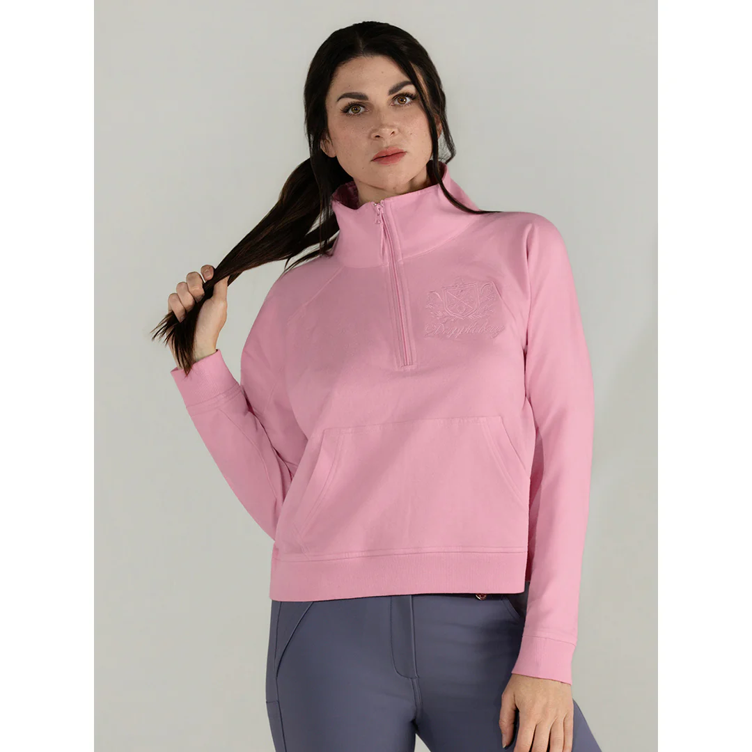 Dapplebay Crest 1/2 Zip French Terry Sweatshirt-Ballet Pink - Image 3