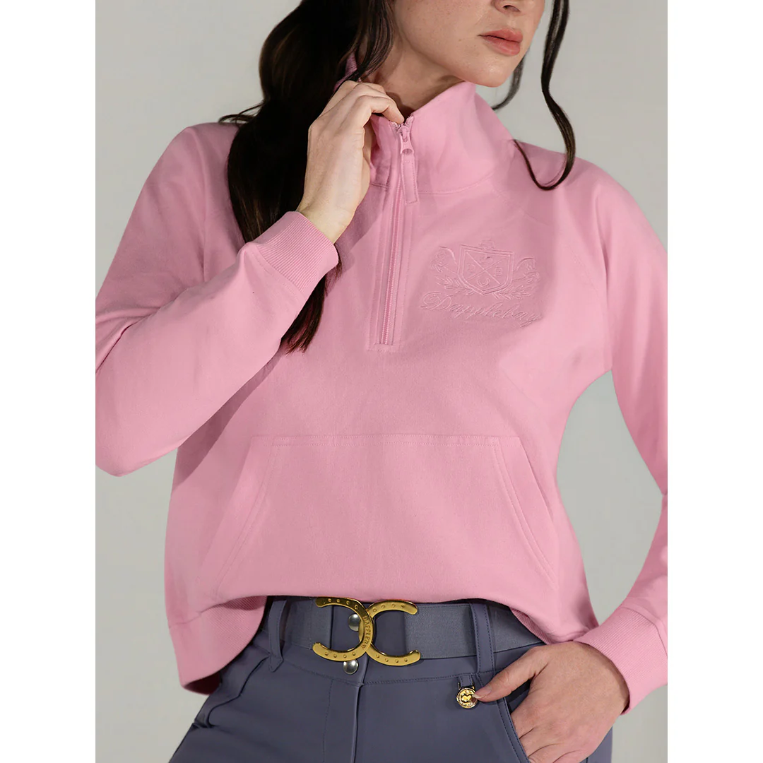 Dapplebay Crest 1/2 Zip French Terry Sweatshirt-Ballet Pink - Image 4