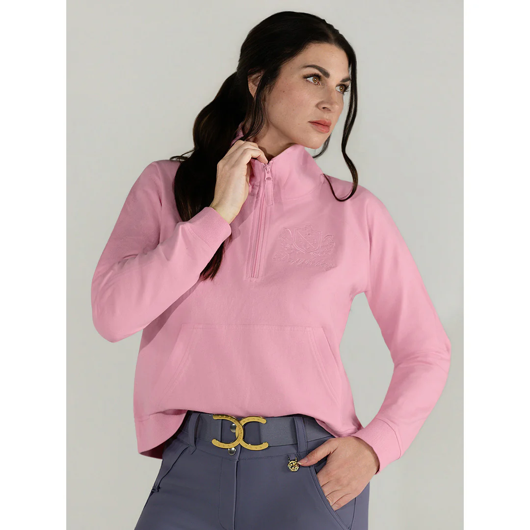 Dapplebay Crest 1/2 Zip French Terry Sweatshirt-Ballet Pink - Image 5