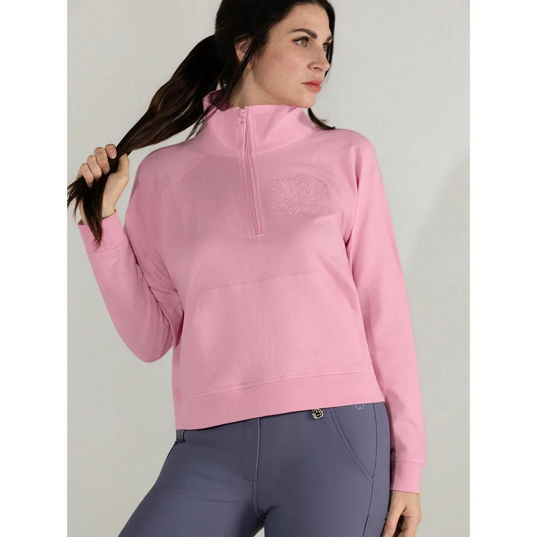 Dapplebay Crest 1/2 Zip French Terry Sweatshirt-Ballet Pink - Image 6