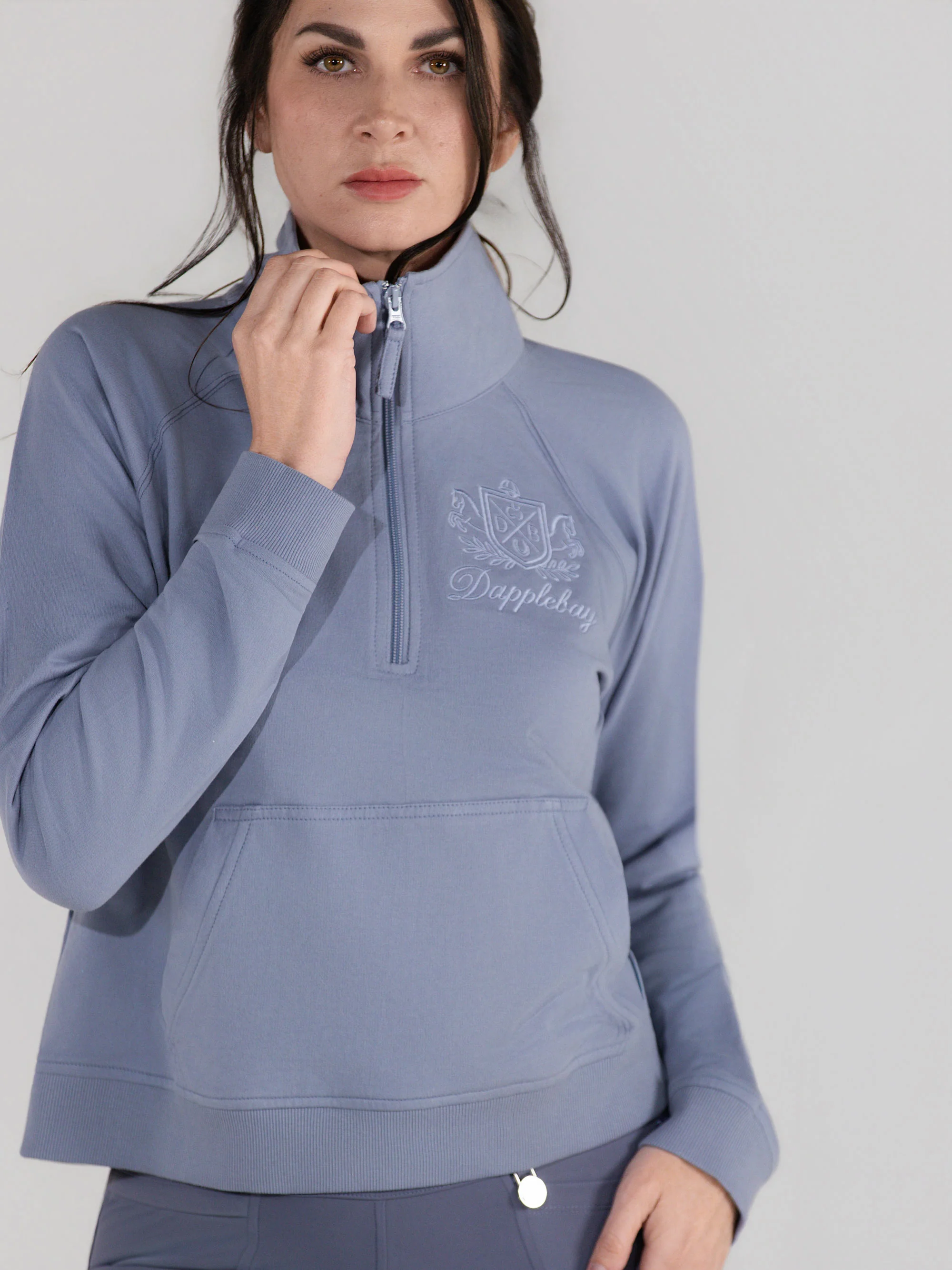 Dapplebay Crest 1/2 Zip French Terry Sweatshirt-Moonrise - Image 3