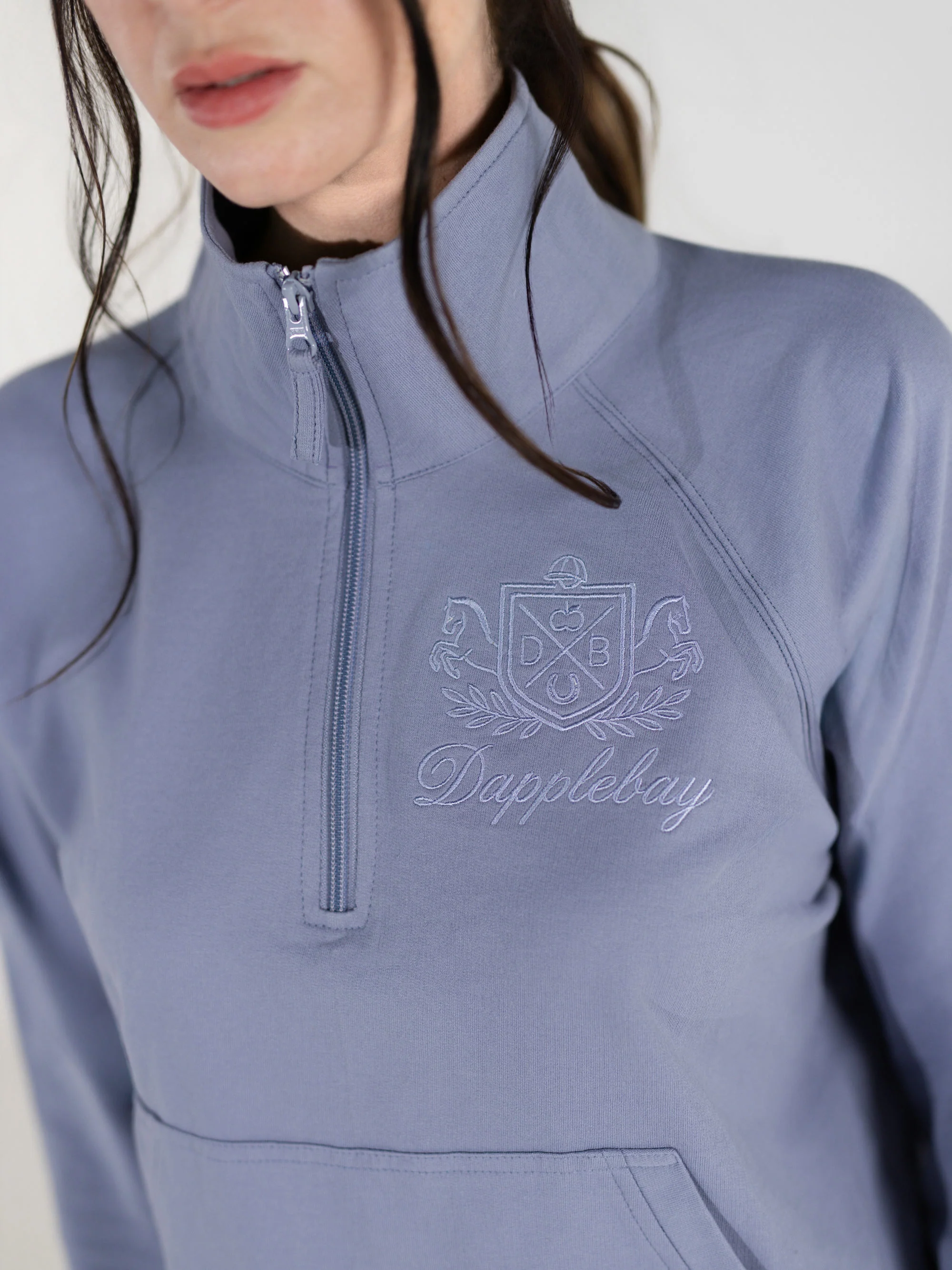 Dapplebay Crest 1/2 Zip French Terry Sweatshirt-Moonrise - Image 4