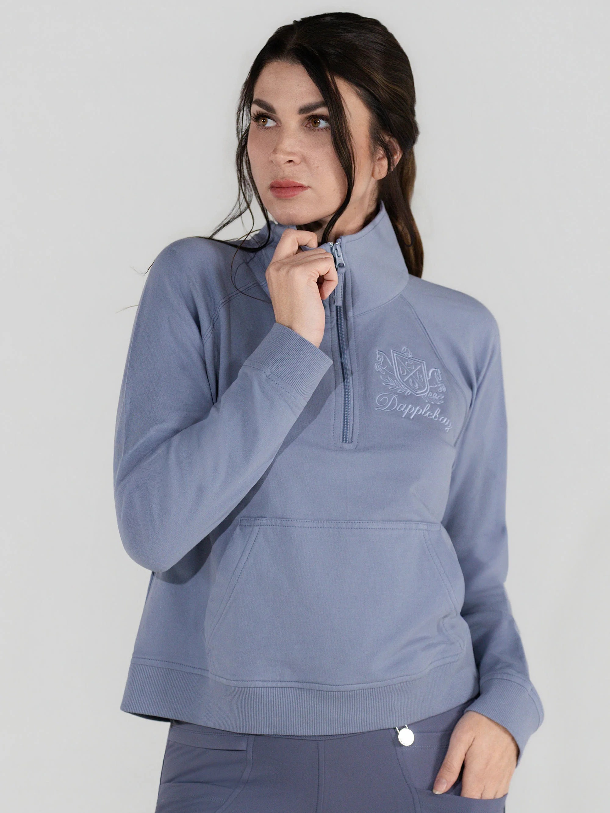 Dapplebay Crest 1/2 Zip French Terry Sweatshirt-Moonrise - Image 7