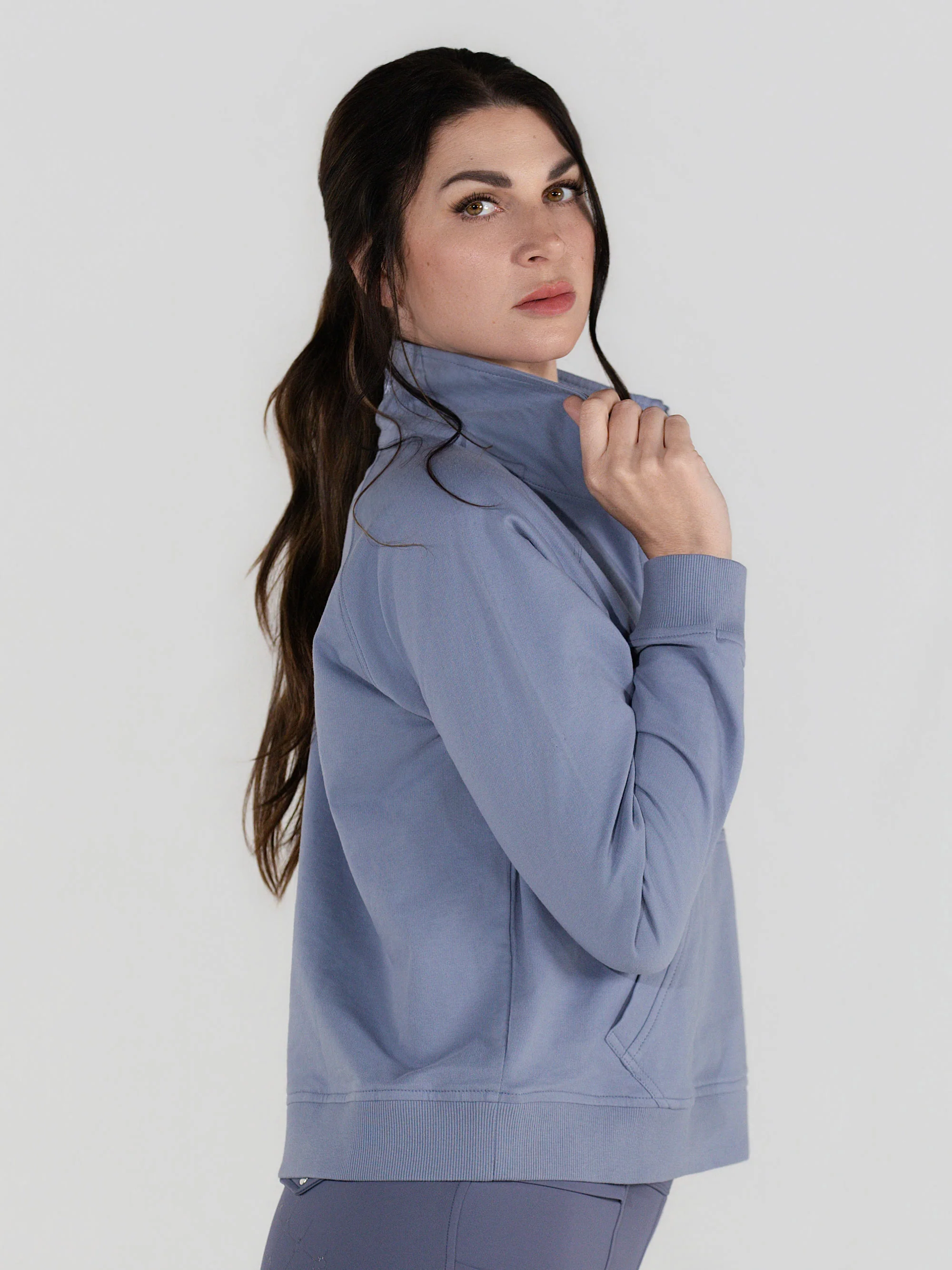 Dapplebay Crest 1/2 Zip French Terry Sweatshirt-Moonrise - Image 8