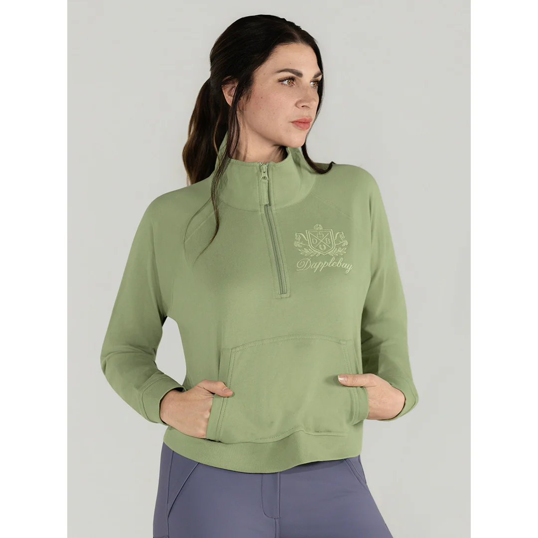 Dapplebay Crest 1/2 Zip French Terry Sweatshirt-Sage