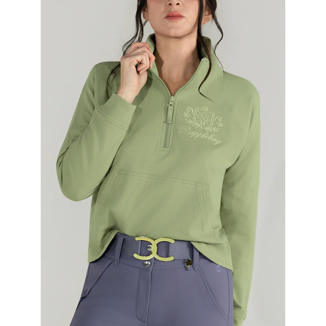 Dapplebay Crest 1/2 Zip French Terry Sweatshirt-Sage - Image 2