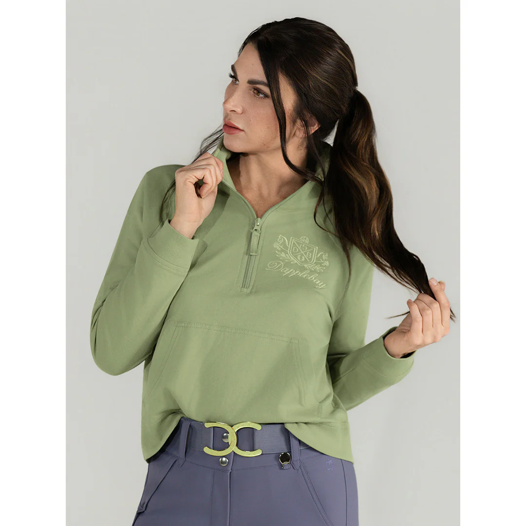 Dapplebay Crest 1/2 Zip French Terry Sweatshirt-Sage - Image 3