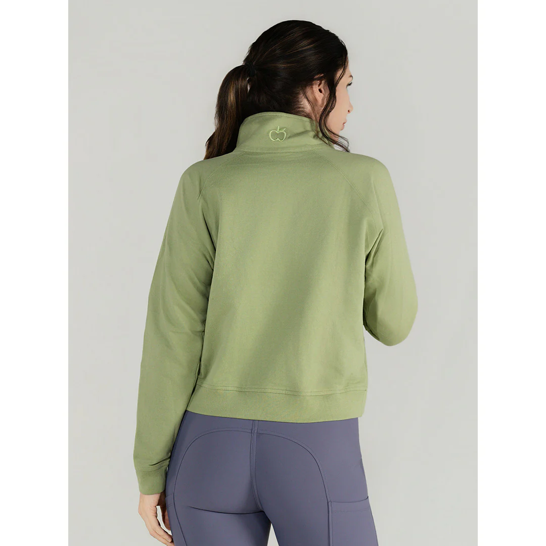 Dapplebay Crest 1/2 Zip French Terry Sweatshirt-Sage - Image 4