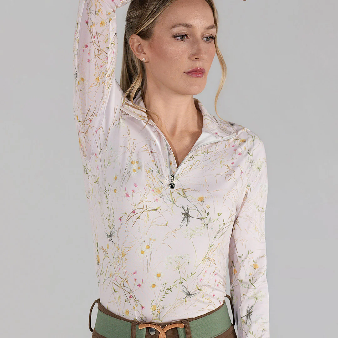 Dapplebay Dragonfly Meadow 1/4 Zip LS Riding Top-Light Pink - Image 3