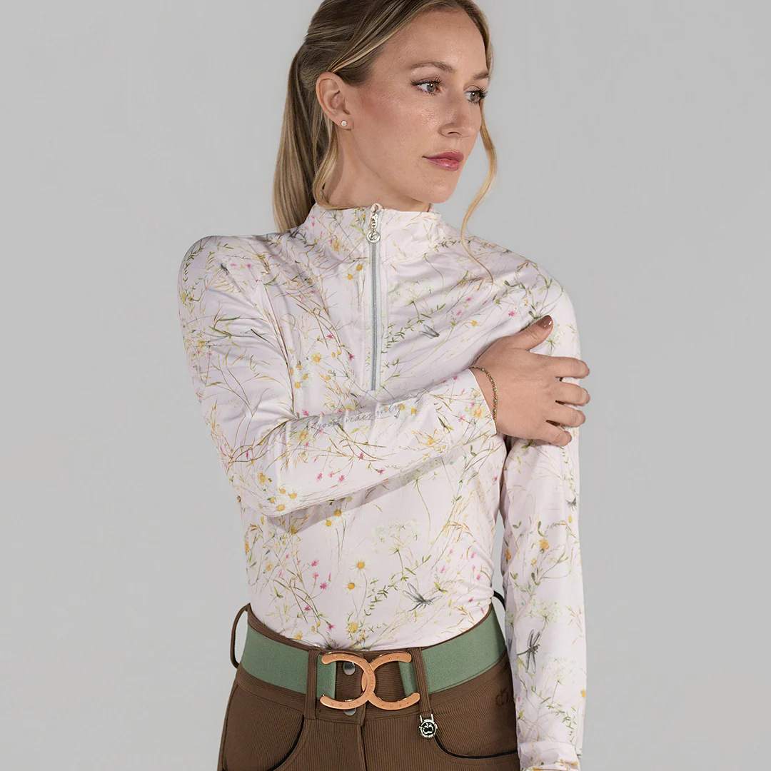 Dapplebay Dragonfly Meadow 1/4 Zip LS Riding Top-Light Pink - Image 5