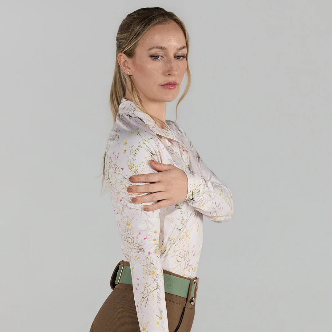 Dapplebay Dragonfly Meadow 1/4 Zip LS Riding Top-Light Pink - Image 6