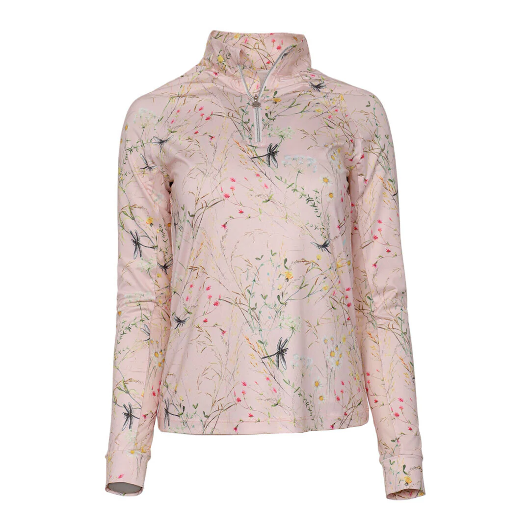 Dapplebay Dragonfly Meadow 1/4 Zip LS Riding Top-Light Pink - Image 7