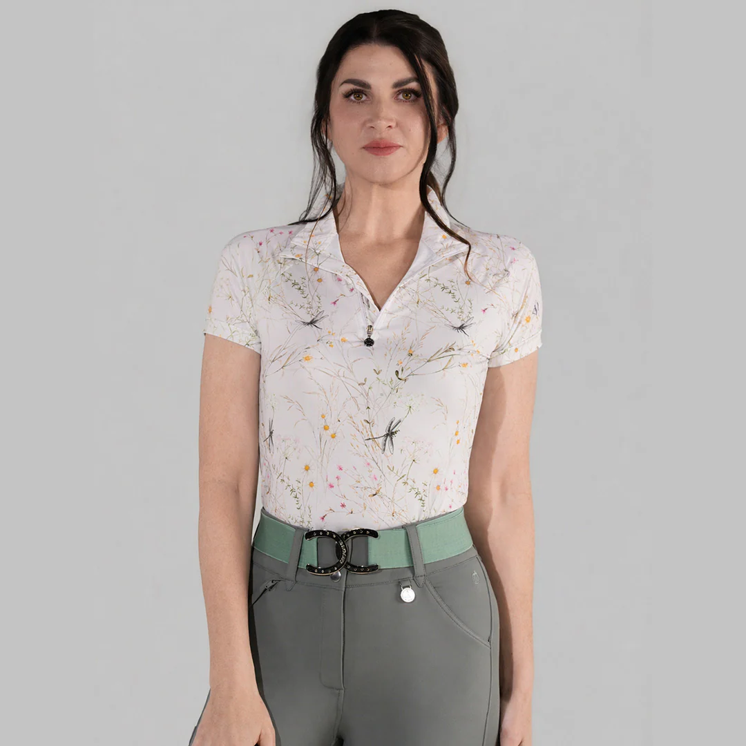 Dapplebay Dragonfly Meadow 1/4 Zip SS Riding Top-Light Pink - Image 3